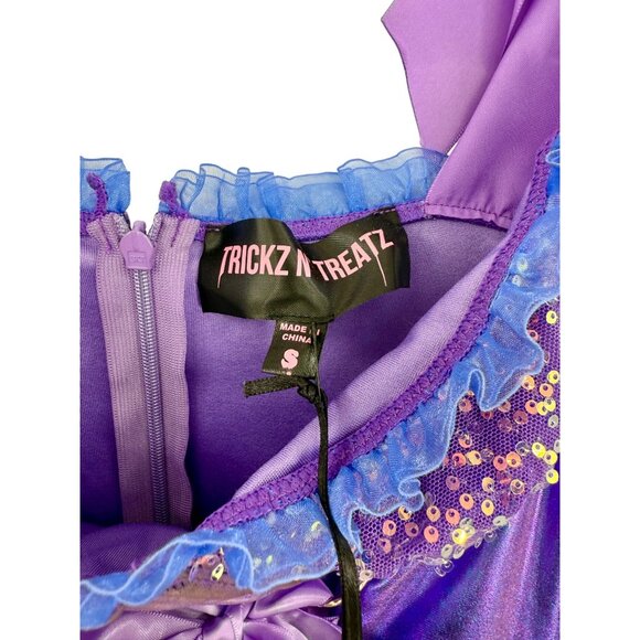 NWT Dolls Kill Purple Fairy Sequin Corset Mini Dress Wings Garters Costume Rave - Picture 16 of 16